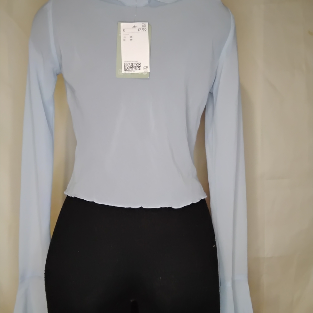 Divided Light Blue Ruffle Blouse - Picture 2 of 2